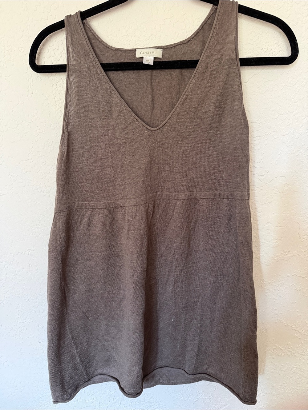 Garnet Hill Taupe V-Neck Sleeveless Tank